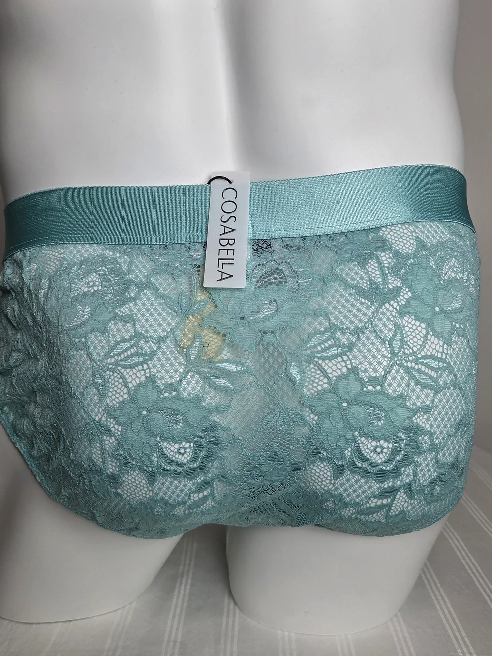 Cosabella Men's Light Teal Briefs with Lace Trim